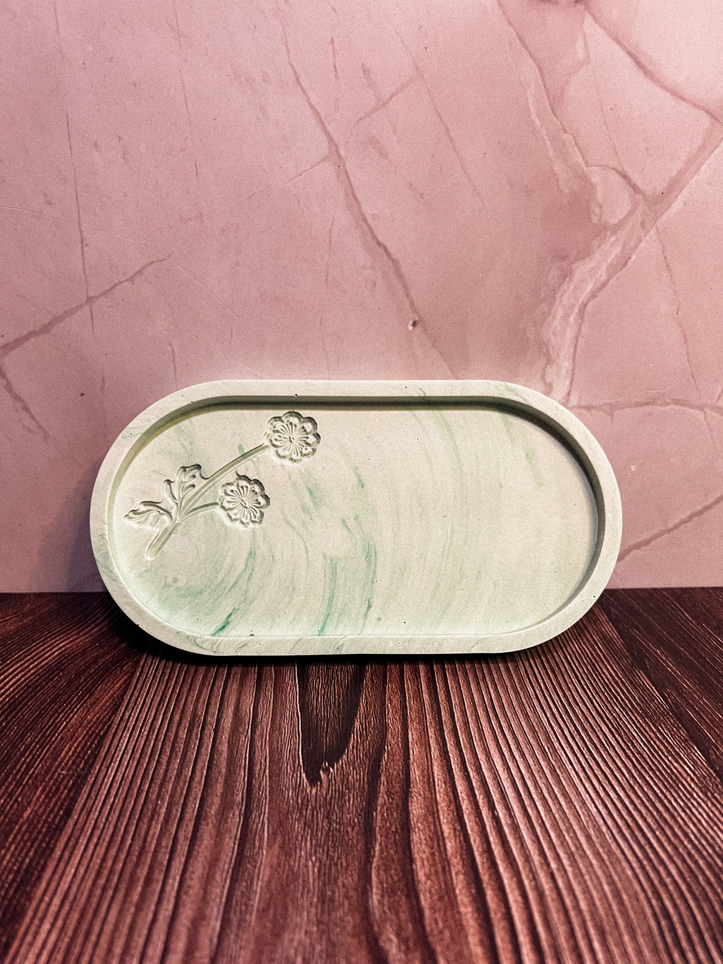 DIY-Silikone forme – Oval trinket tray med to blomster